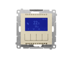 Termostat programowalny z wyświetlaczem z wew/zewn czujnikiem temperatury, bez sondy (moduł) 16(2) A, 230V~, Szampański mat Simon 55 TETD1A.01/144