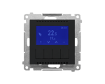 Termostat programowalny z wyświetlaczem z wew/zewn czujnikiem temperatury, bez sondy (moduł) 16(2) A, 230V~, Czarny mat Simon 55 TETD1A.01/149