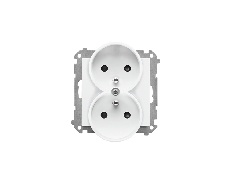 Gniazdo wtyczkowe podwójne z uziemieniem z przesłonami (moduł) 16 A, 250 V~, szybkozłącza, Jasnoszary mat Simon 55 TGZ2MCZ.01/114