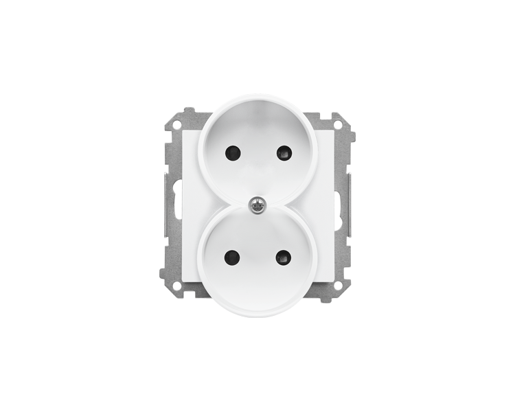 Gniazdo wtyczkowe podwójne bez uziemienia z przesłonami (moduł) 16 A, 250 V~, szybkozłącza, Biały mat Simon 55 TG2MCZ.01/111