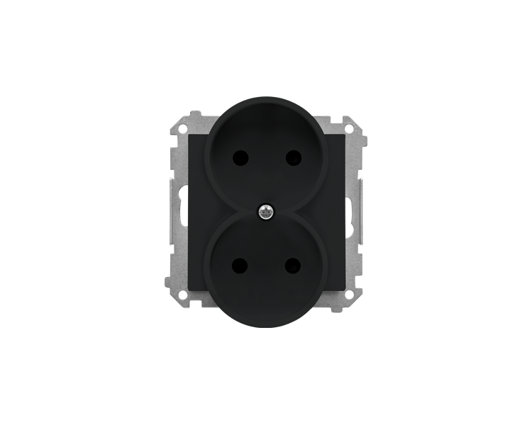 Gniazdo wtyczkowe podwójne bez uziemienia z przesłonami (moduł) 16 A, 250 V~, szybkozłącza, Czarny mat Simon 55 TG2MCZ.01/149