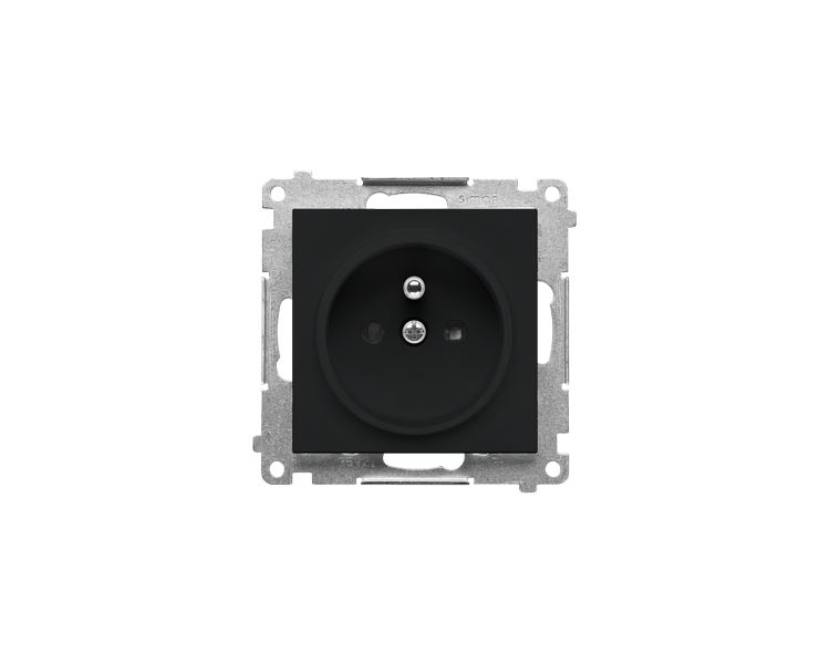 Gniazdo wtyczkowe pojedyncze z uziemieniem i przesłonami (moduł) 16 A, 250 V~, szybkozłącza, Czarny mat Simon 55 TGZ1CZ.01/149