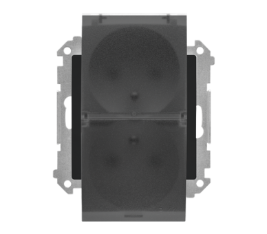 Gniazdo wtyczkowe podwójne do wersji IP44 z uszczelką (moduł) 16 A, 250 V~, szybkozłącza. Klapka transparentna, Czarny mat Simon 55 TGZ2BMCZ.01/149A