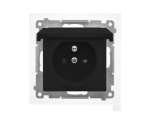 Gniazdo wtyczkowe do wersji IP44 z uszczelką (moduł) 16 A, 250 V~, szybkozłącza. Klapka w kolorze pokrywy, Czarny mat Simon 55 TGZ1BCZ.01/149