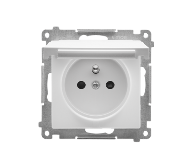 Gniazdo wtyczkowe do wersji IP44 bez uszczelki (moduł) 16 A, 250 V~, szybkozłącza. Klapka w kolorze pokrywy, Biały mat Simon 55 TGZ1BCUZ.01/111