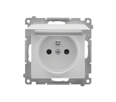 Gniazdo wtyczkowe do wersji IP44 bez uszczelki (moduł) 16 A, 250 V~, szybkozłącza. Klapka w kolorze pokrywy, Jasnoszary mat Simon 55 TGZ1BCUZ.01/114
