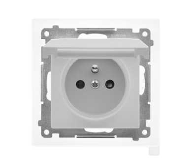 Gniazdo wtyczkowe do wersji IP44 bez uszczelki (moduł) 16 A, 250 V~, szybkozłącza. Klapka w kolorze pokrywy, Aluminium mat Simon 55 TGZ1BCUZ.01/143