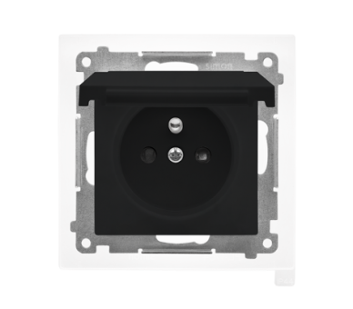 Gniazdo wtyczkowe do wersji IP44 bez uszczelki (moduł) 16 A, 250 V~, szybkozłącza. Klapka w kolorze pokrywy, Czarny mat Simon 55 TGZ1BCUZ.01/149