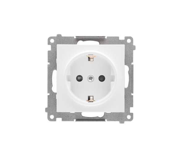Gniazdo Schuko z przesłonami (moduł) 16 A, 250 V~, szybkozłącza, Biały mat Simon 55 TGSZ1CZ.01/111