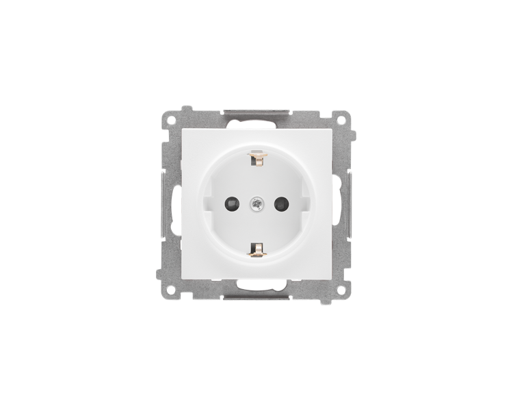 Gniazdo Schuko z przesłonami (moduł) 16 A, 250 V~, szybkozłącza, Biały mat Simon 55 TGSZ1CZ.01/111