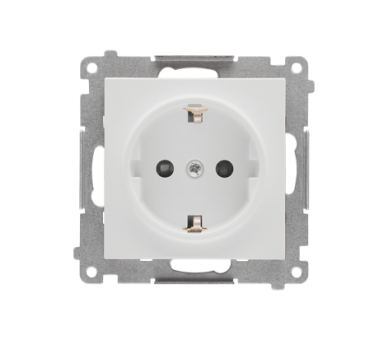 Gniazdo Schuko z przesłonami (moduł) 16 A, 250 V~, szybkozłącza, Jasnoszary mat Simon 55 TGSZ1CZ.01/114
