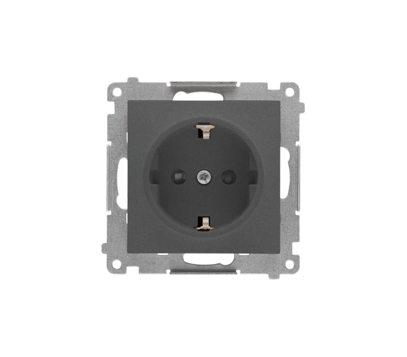 Gniazdo Schuko z przesłonami (moduł) 16 A, 250 V~, szybkozłącza, Grafitowy mat Simon 55 TGSZ1CZ.01/116