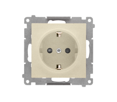 Gniazdo Schuko z przesłonami (moduł) 16 A, 250 V~, szybkozłącza, Szampański mat Simon 55 TGSZ1CZ.01/144