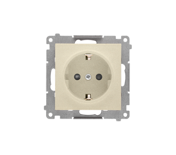 Gniazdo Schuko z przesłonami (moduł) 16 A, 250 V~, szybkozłącza, Szampański mat Simon 55 TGSZ1CZ.01/144