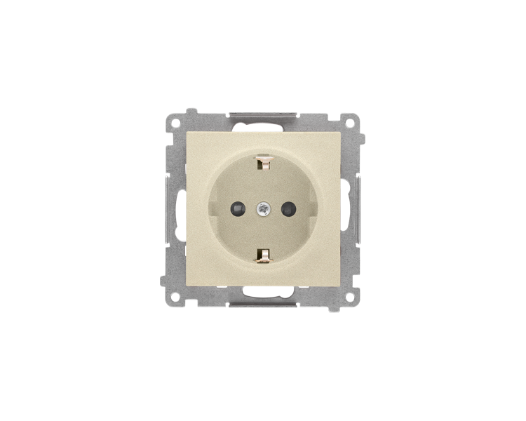 Gniazdo Schuko z przesłonami (moduł) 16 A, 250 V~, szybkozłącza, Szampański mat Simon 55 TGSZ1CZ.01/144