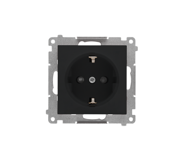 Gniazdo Schuko z przesłonami (moduł) 16 A, 250 V~, szybkozłącza, Czarny mat Simon 55 TGSZ1CZ.01/149