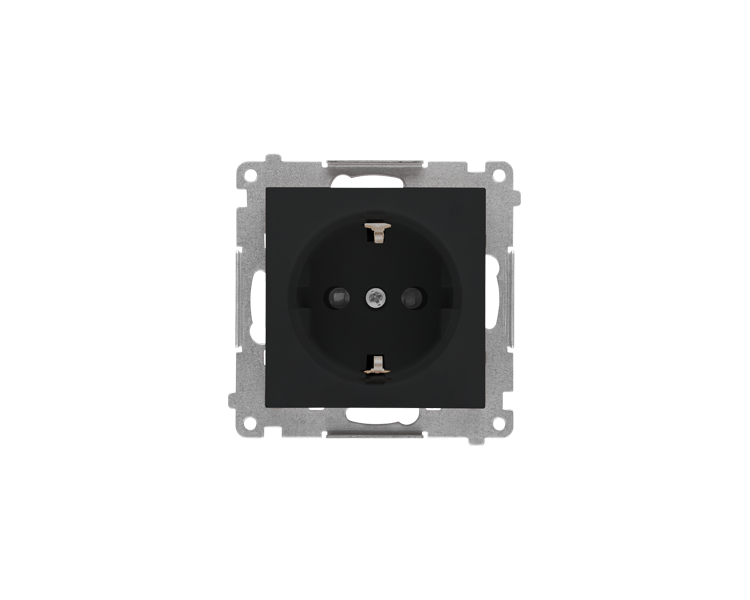Gniazdo Schuko z przesłonami (moduł) 16 A, 250 V~, szybkozłącza, Czarny mat Simon 55 TGSZ1CZ.01/149