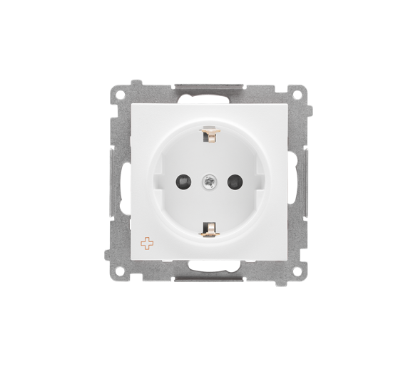 Gniazdo Schuko z przesłonami (moduł) 16 A, 250 V~, szybkozłącza, Antybakteryjny biały Simon 55 TGSZ1CZ.01/AB111