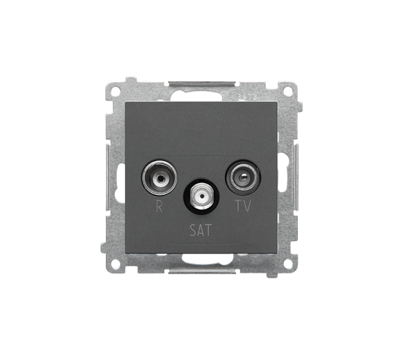 Gniazdo antenowe R-TV-SAT końcowe/zakończeniowe (moduł). 1x Wejście: 5 MHz÷2,4 GHz, Grafitowy mat Simon 55 TASK.01/116