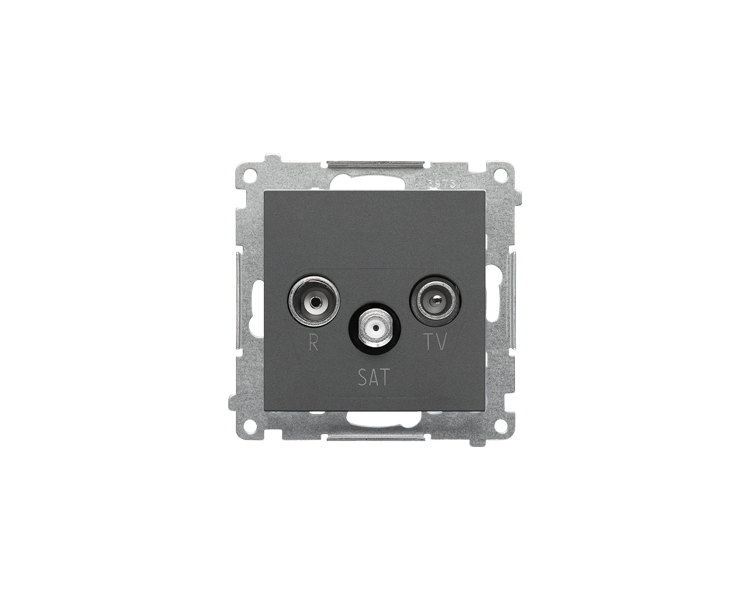 Gniazdo antenowe R-TV-SAT końcowe/zakończeniowe (moduł). 1x Wejście: 5 MHz÷2,4 GHz, Grafitowy mat Simon 55 TASK.01/116