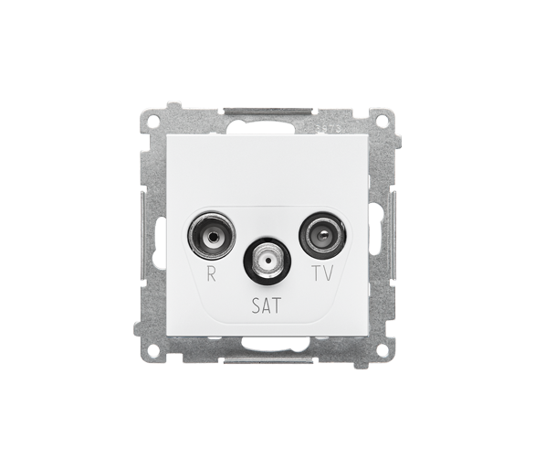 Gniazdo antenowe R-TV-SAT przelotowe 7 dB (moduł). 1x Wejście: 5 MHz÷2,4 GHz, Biały mat Simon 55 TASP.01/111