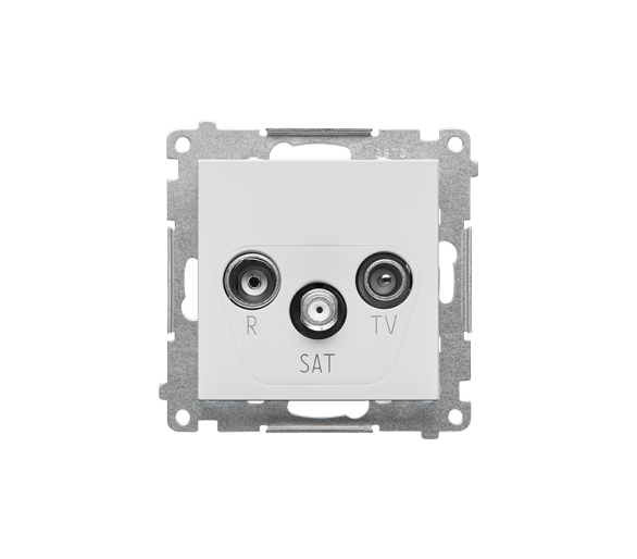 Gniazdo antenowe R-TV-SAT przelotowe 7 dB (moduł). 1x Wejście: 5 MHz÷2,4 GHz, Jasnoszary mat Simon 55 TASP.01/114