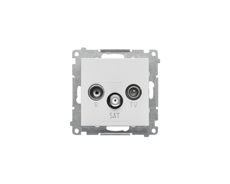 Gniazdo antenowe R-TV-SAT przelotowe 7 dB (moduł). 1x Wejście: 5 MHz÷2,4 GHz, Jasnoszary mat Simon 55 TASP.01/114