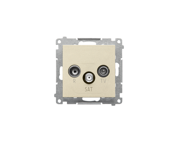 Gniazdo antenowe R-TV-SAT przelotowe 7 dB (moduł). 1x Wejście: 5 MHz÷2,4 GHz, Szampański mat Simon 55 TASP.01/144