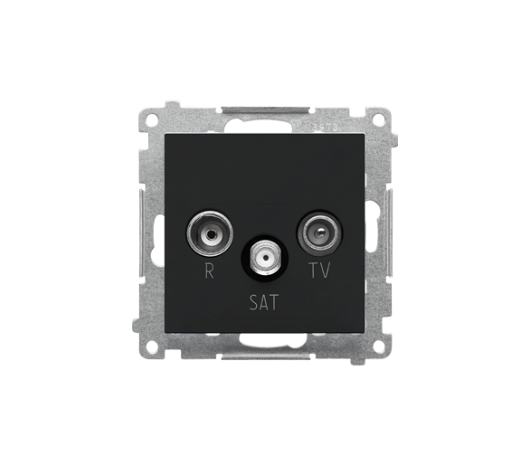 Gniazdo antenowe R-TV-SAT przelotowe 7 dB (moduł). 1x Wejście: 5 MHz÷2,4 GHz, Czarny mat Simon 55 TASP.01/149