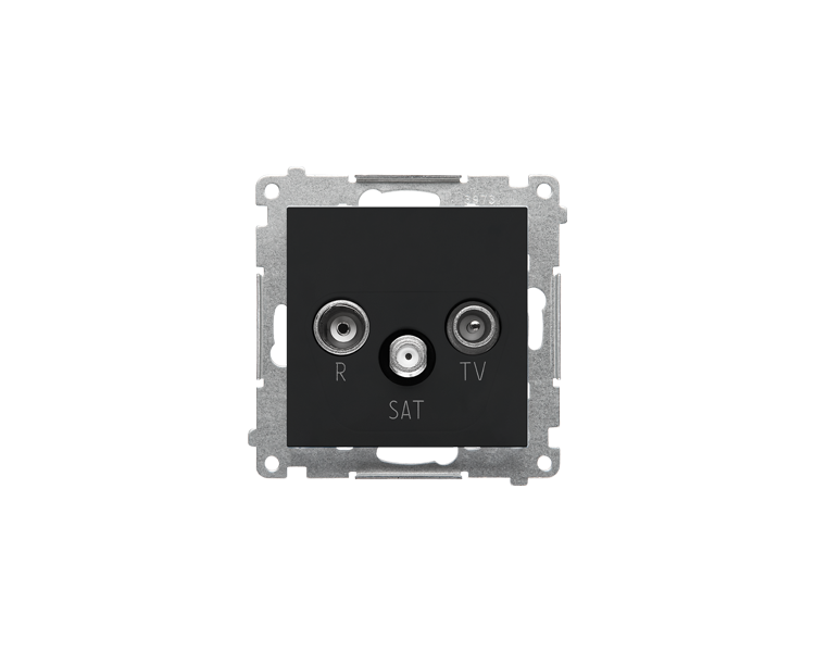 Gniazdo antenowe R-TV-SAT przelotowe 7 dB (moduł). 1x Wejście: 5 MHz÷2,4 GHz, Czarny mat Simon 55 TASP.01/149