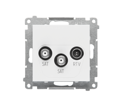 Gniazdo antenowe satelitarne podwójne SAT-SAT-RTV (moduł). 2x Wejście: 5 MHz÷2,4 GHz, Biały mat Simon 55 TASK2.01/111