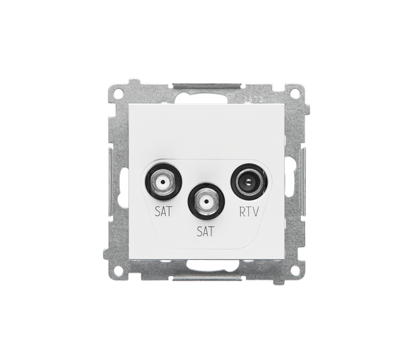 Gniazdo antenowe satelitarne podwójne SAT-SAT-RTV (moduł). 2x Wejście: 5 MHz÷2,4 GHz, Biały mat Simon 55 TASK2.01/111