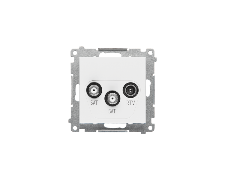 Gniazdo antenowe satelitarne podwójne SAT-SAT-RTV (moduł). 2x Wejście: 5 MHz÷2,4 GHz, Biały mat Simon 55 TASK2.01/111