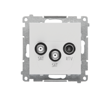 Gniazdo antenowe satelitarne podwójne SAT-SAT-RTV (moduł). 2x Wejście: 5 MHz÷2,4 GHz, Jasnoszary mat Simon 55 TASK2.01/114