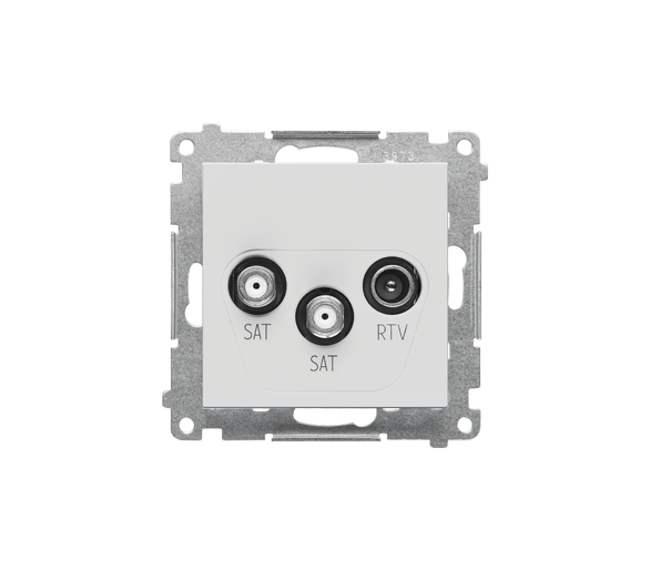 Gniazdo antenowe satelitarne podwójne SAT-SAT-RTV (moduł). 2x Wejście: 5 MHz÷2,4 GHz, Jasnoszary mat Simon 55 TASK2.01/114