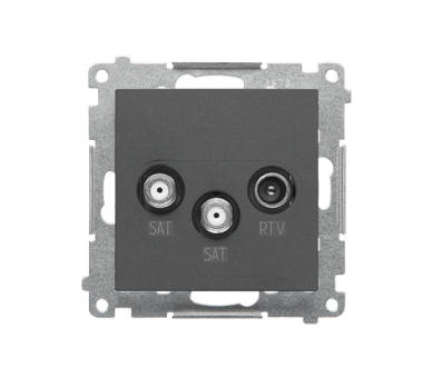 Gniazdo antenowe satelitarne podwójne SAT-SAT-RTV (moduł). 2x Wejście: 5 MHz÷2,4 GHz, Grafitowy mat Simon 55 TASK2.01/116