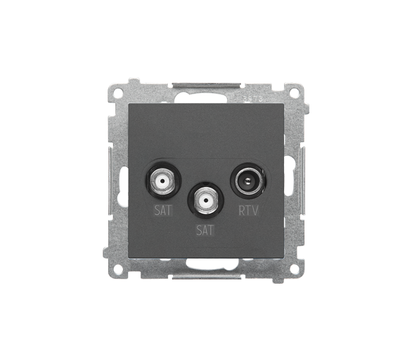 Gniazdo antenowe satelitarne podwójne SAT-SAT-RTV (moduł). 2x Wejście: 5 MHz÷2,4 GHz, Grafitowy mat Simon 55 TASK2.01/116
