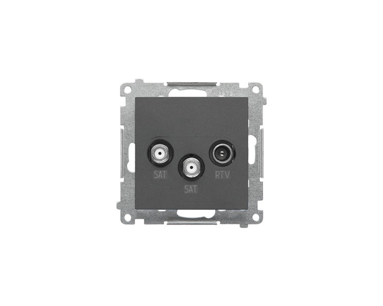 Gniazdo antenowe satelitarne podwójne SAT-SAT-RTV (moduł). 2x Wejście: 5 MHz÷2,4 GHz, Grafitowy mat Simon 55 TASK2.01/116