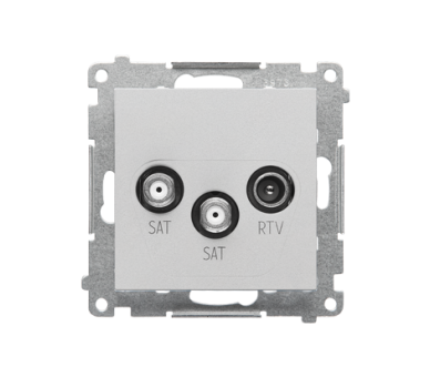 Gniazdo antenowe satelitarne podwójne SAT-SAT-RTV (moduł). 2x Wejście: 5 MHz÷2,4 GHz, Aluminium mat Simon 55 TASK2.01/143