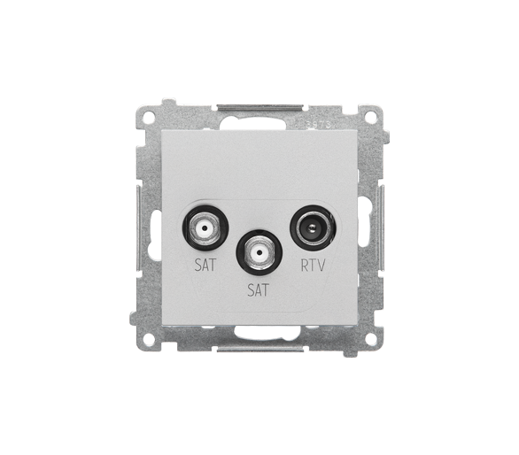 Gniazdo antenowe satelitarne podwójne SAT-SAT-RTV (moduł). 2x Wejście: 5 MHz÷2,4 GHz, Aluminium mat Simon 55 TASK2.01/143