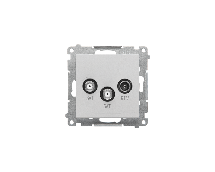 Gniazdo antenowe satelitarne podwójne SAT-SAT-RTV (moduł). 2x Wejście: 5 MHz÷2,4 GHz, Aluminium mat Simon 55 TASK2.01/143