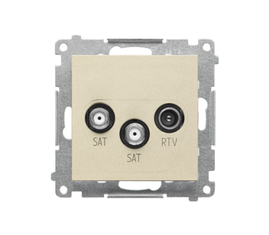 Gniazdo antenowe satelitarne podwójne SAT-SAT-RTV (moduł). 2x Wejście: 5 MHz÷2,4 GHz, Szampański mat Simon 55 TASK2.01/144