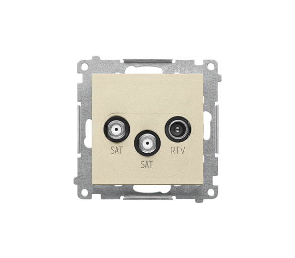 Gniazdo antenowe satelitarne podwójne SAT-SAT-RTV (moduł). 2x Wejście: 5 MHz÷2,4 GHz, Szampański mat Simon 55 TASK2.01/144
