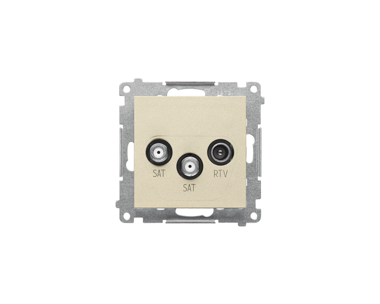 Gniazdo antenowe satelitarne podwójne SAT-SAT-RTV (moduł). 2x Wejście: 5 MHz÷2,4 GHz, Szampański mat Simon 55 TASK2.01/144