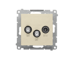 Gniazdo antenowe satelitarne podwójne SAT-SAT-RTV (moduł). 2x Wejście: 5 MHz÷2,4 GHz, Szampański mat Simon 55 TASK2.01/144