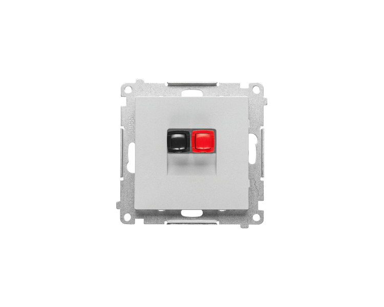 Gniazdo głośnikowe 1-krotne (moduł). Przekrój przewodów dla wejścia i wyjścia 2,5 mm2, Aluminium mat Simon 55 TGL1.01/143