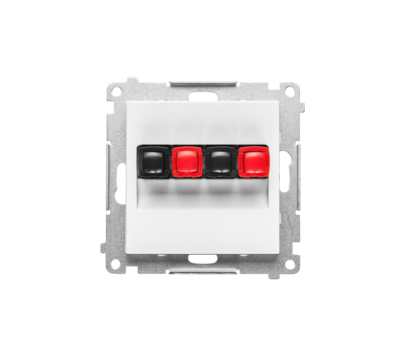 Gniazdo głośnikowe 2-krotne (moduł). Przekrój przewodów dla wejścia i wyjścia 2,5 mm2, Biały mat Simon 55 TGL2.01/111