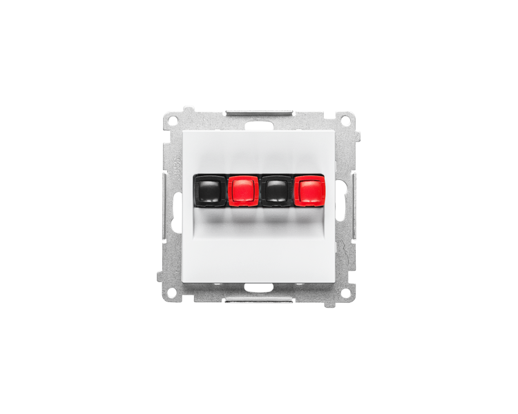 Gniazdo głośnikowe 2-krotne (moduł). Przekrój przewodów dla wejścia i wyjścia 2,5 mm2, Biały mat Simon 55 TGL2.01/111