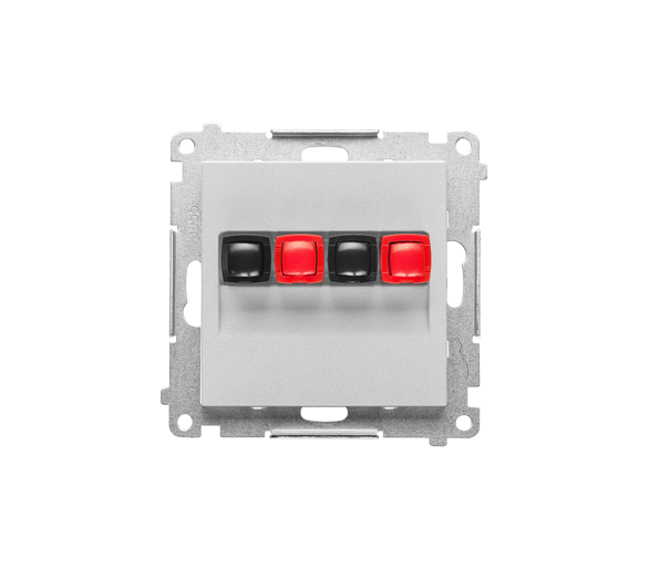 Gniazdo głośnikowe 2-krotne (moduł). Przekrój przewodów dla wejścia i wyjścia 2,5 mm2, Aluminium mat Simon 55 TGL2.01/143