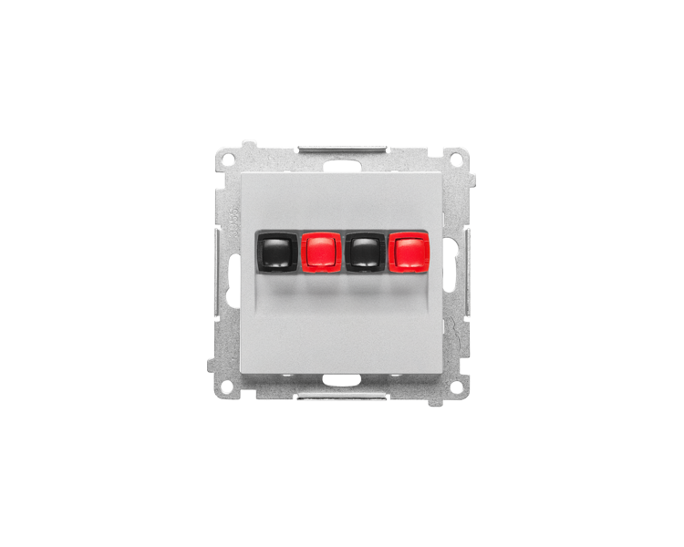 Gniazdo głośnikowe 2-krotne (moduł). Przekrój przewodów dla wejścia i wyjścia 2,5 mm2, Aluminium mat Simon 55 TGL2.01/143